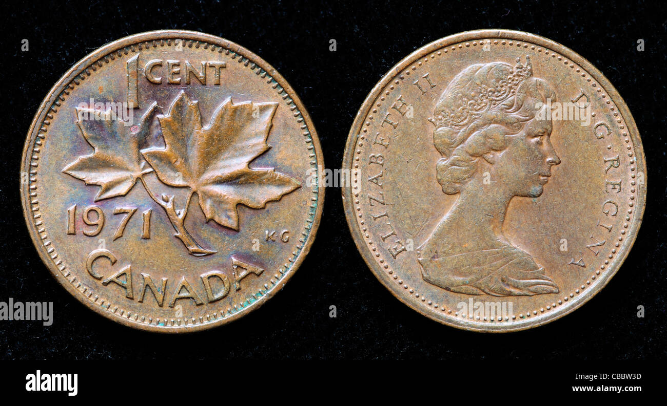 1-Cent-Münze, Kanada, 1971 Stockfoto
