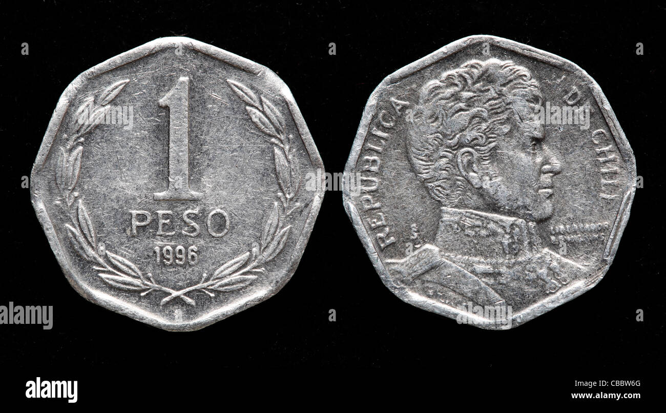 1-Peso-Münze, Chile, 1996 Stockfoto