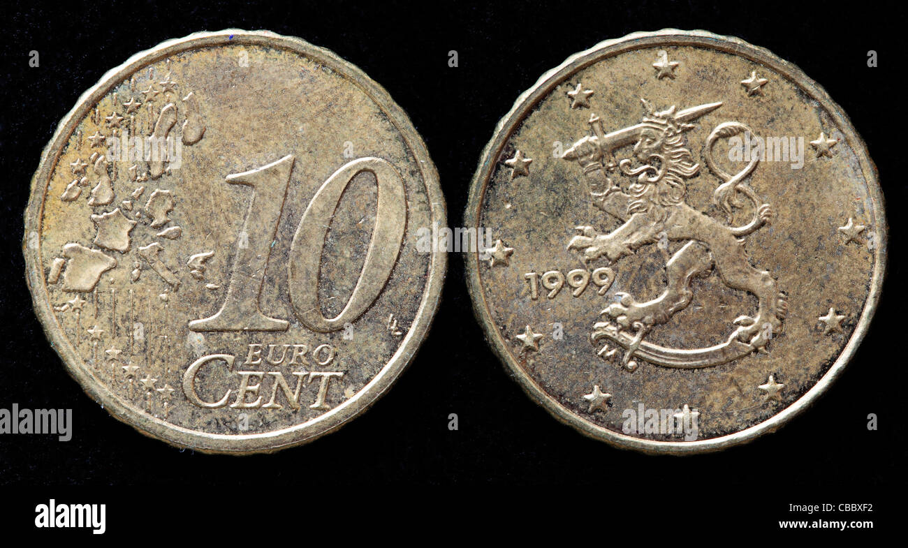 10 Euro-Cent-Münze, Finnland, 1999 Stockfotografie - Alamy