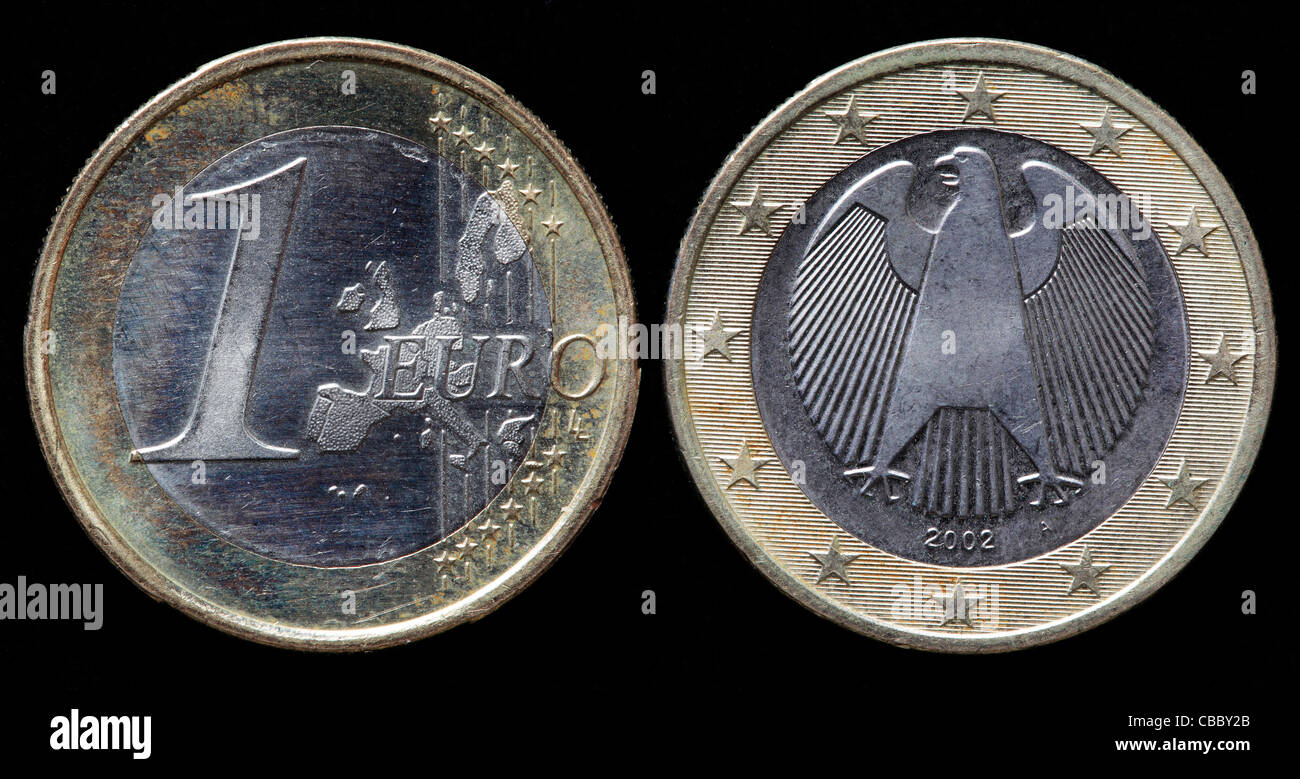 1 Euromünze, Deutschland, 2002 Stockfoto