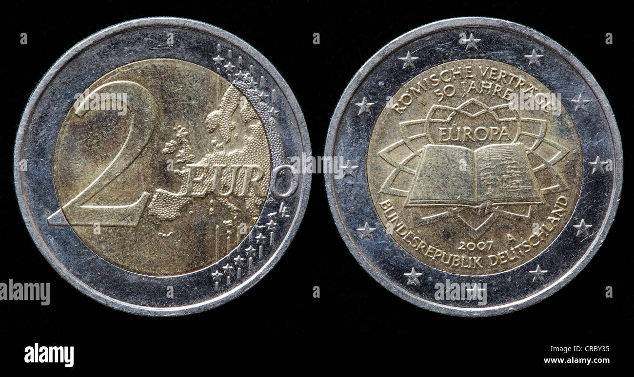 2-Euro-Münze, Deutschland, 2007 Stockfoto