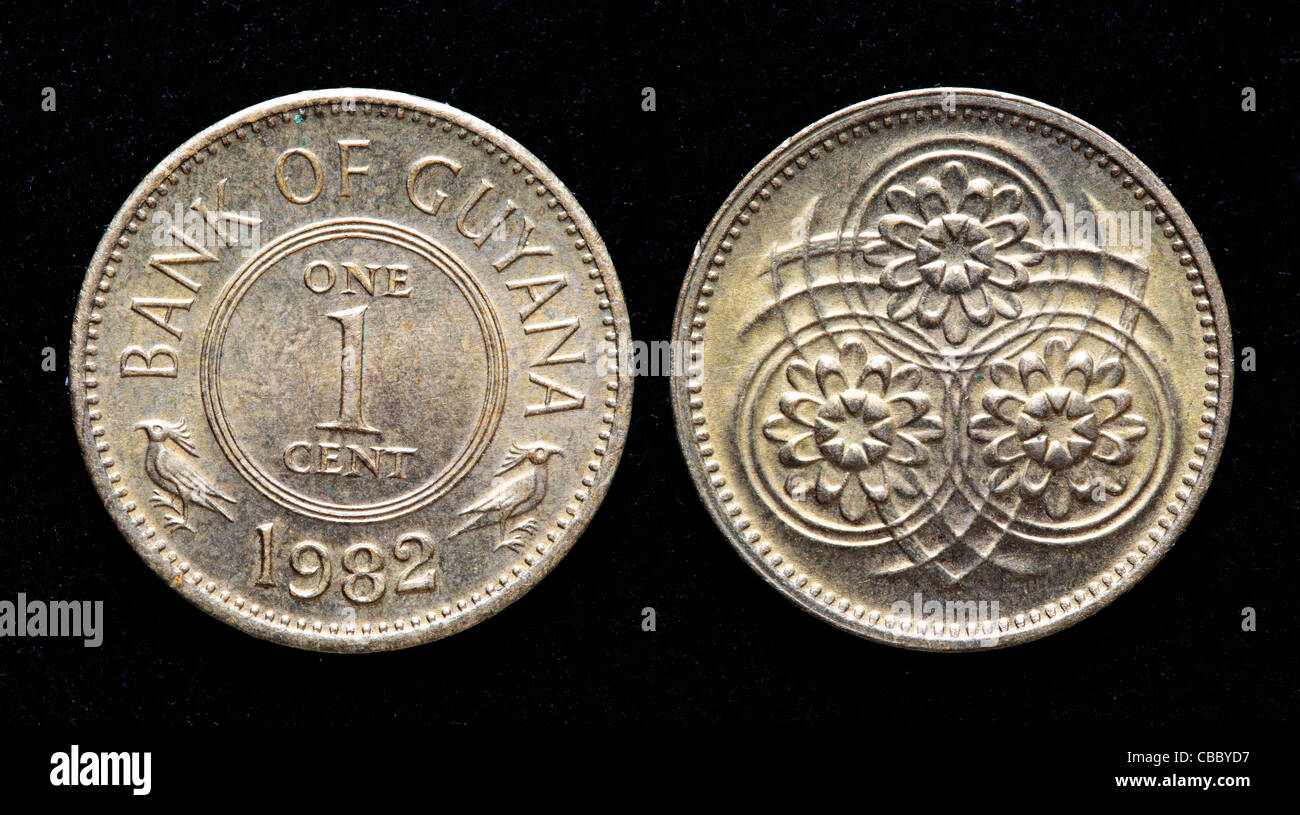 1-Cent-Münze, Guyana, 1982 Stockfoto