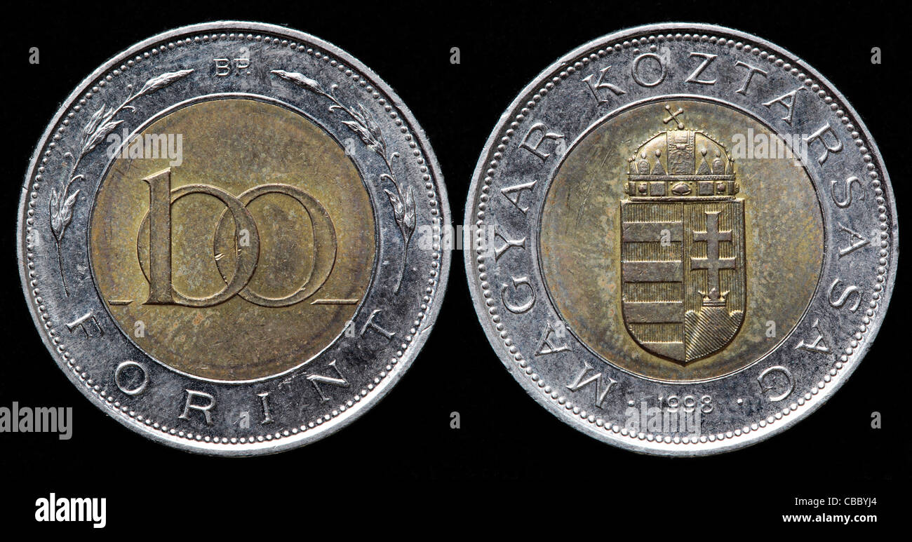100 Forint Münze, Ungarn, 1998 Stockfoto