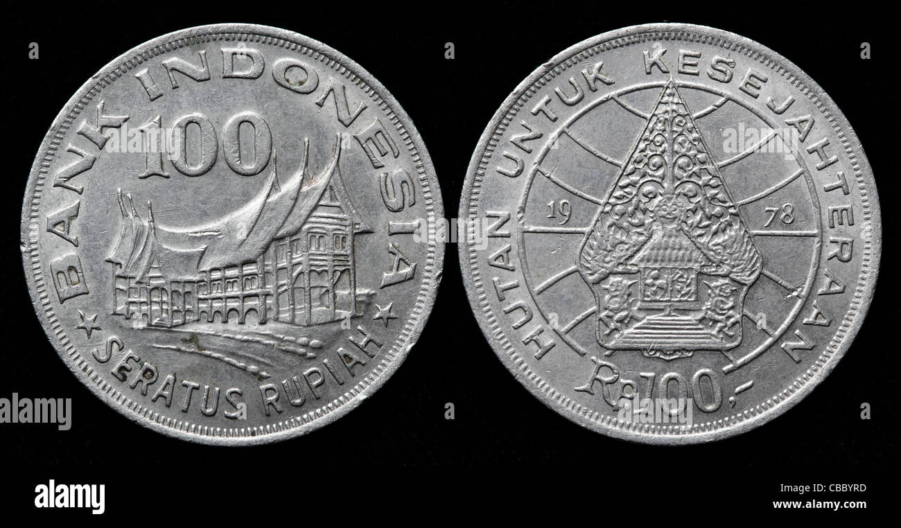 100-Rupiah-Münze, Indonesien, 1978 Stockfoto