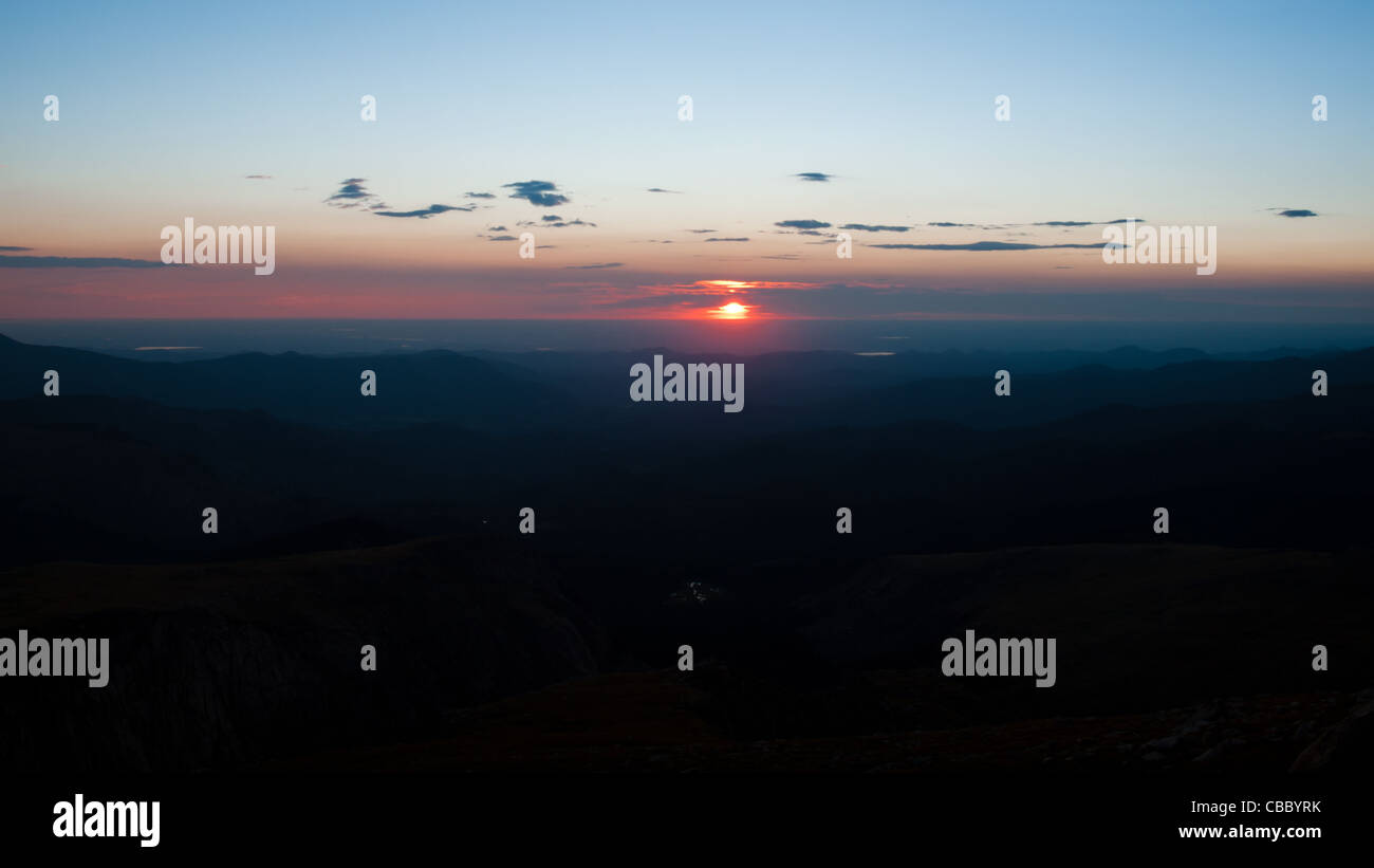 Sonnenaufgang bei 13.000 Fuß kann man von hier aus Denver. Mount Evans Wildnis, vordere Strecke, Kolorado. Stockfoto