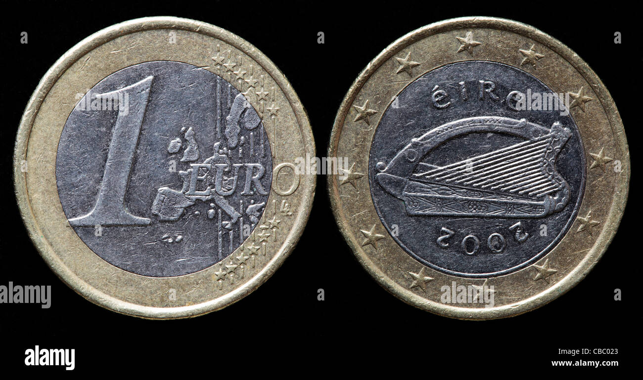 1 Euromünze, Irland, 2002 Stockfoto