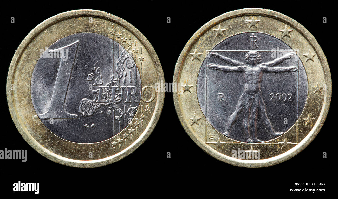 1 Euromünze, Italien, 2002 Stockfotografie Alamy