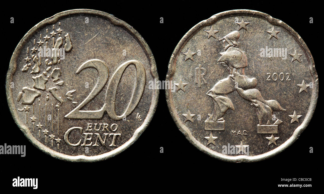 20 Euro-Cent-Münze, Italien, 2002 Stockfotografie - Alamy