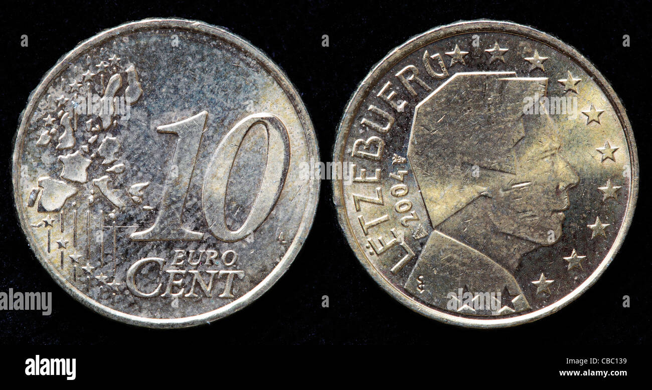 10 Euro-Cent-Münze, Luxemburg, 2004 Stockfoto