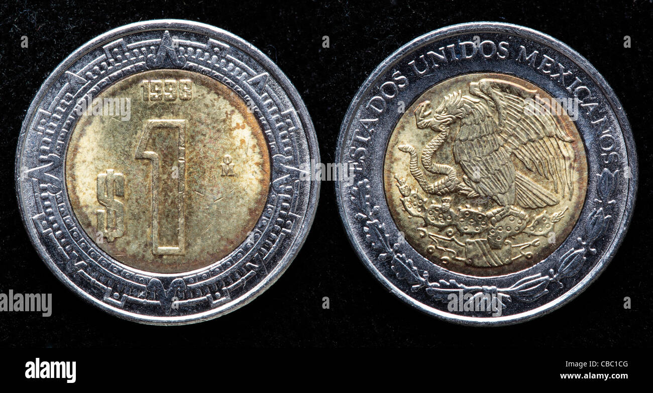 1 Peso-Münze, Mexiko, 1998 Stockfoto