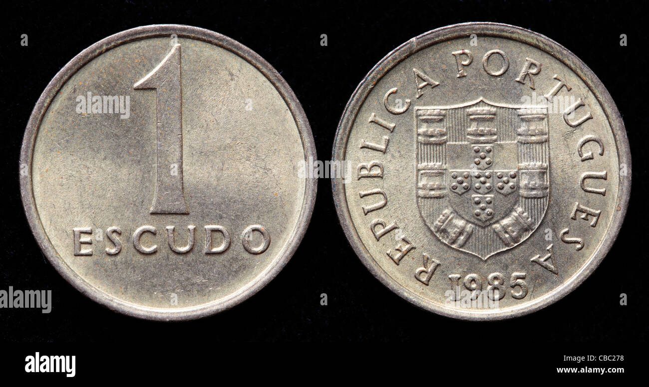 1 Escudo Münze, Portugal, 1985 Stockfoto