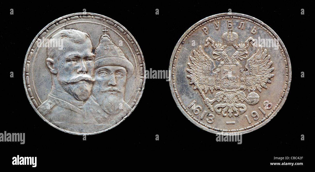 1 Rubel Silbermünze, Russland, 1913 Stockfoto