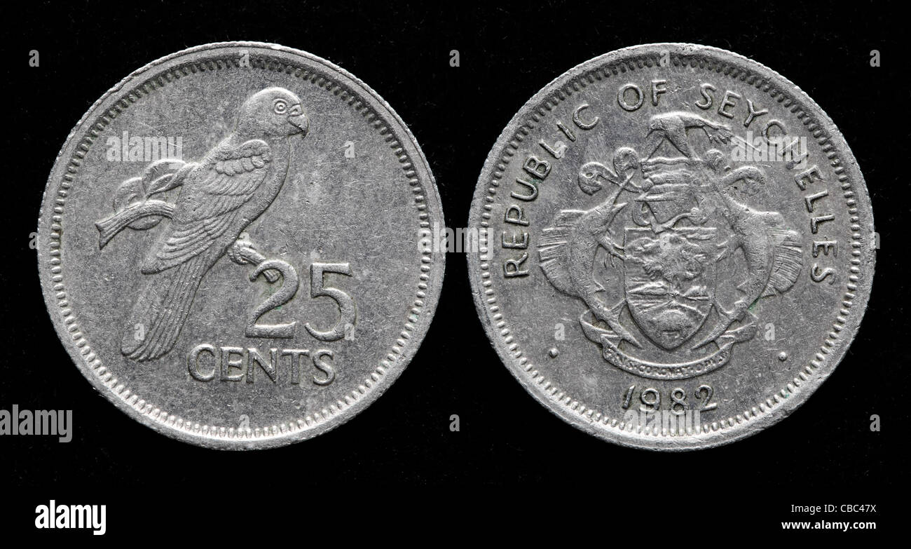 25 Cent Münze, Seychellen, 1982 Stockfoto
