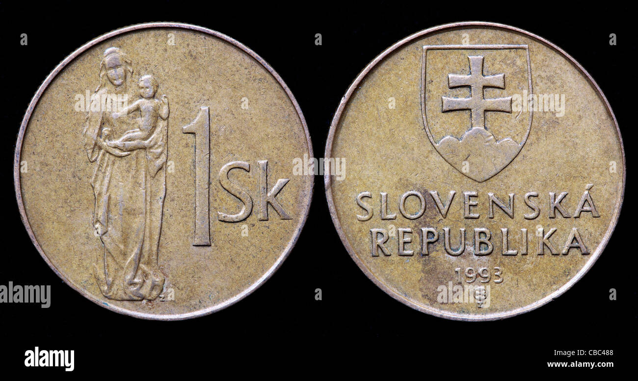1 Krone-Münze, Slowakei, 1993 Stockfoto