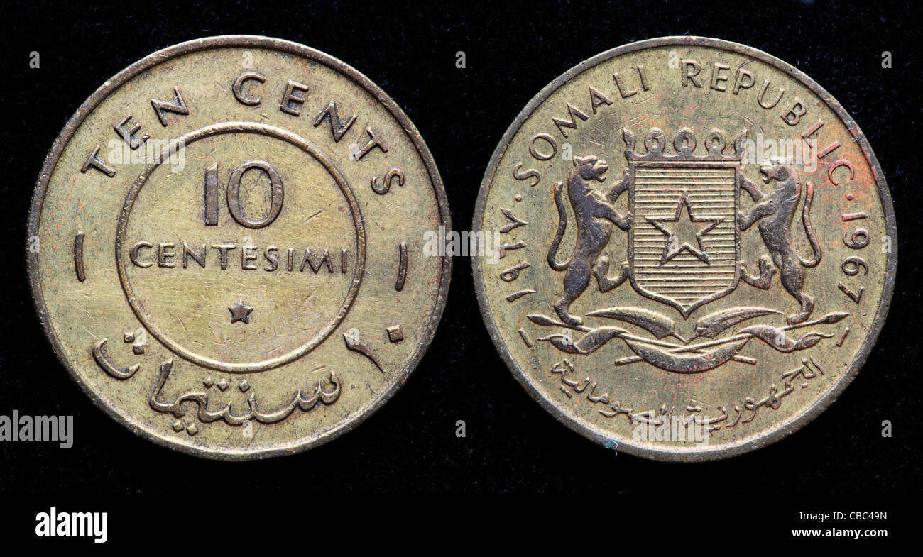 10 Centesimi-Münze, Somali, 1967 Stockfoto