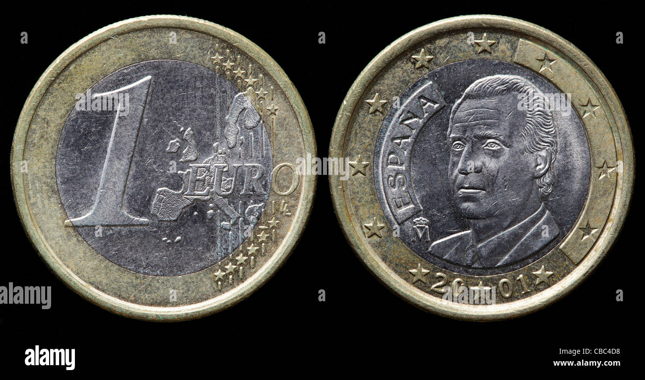 1 Euromünze, Spanien, 2001 Stockfoto
