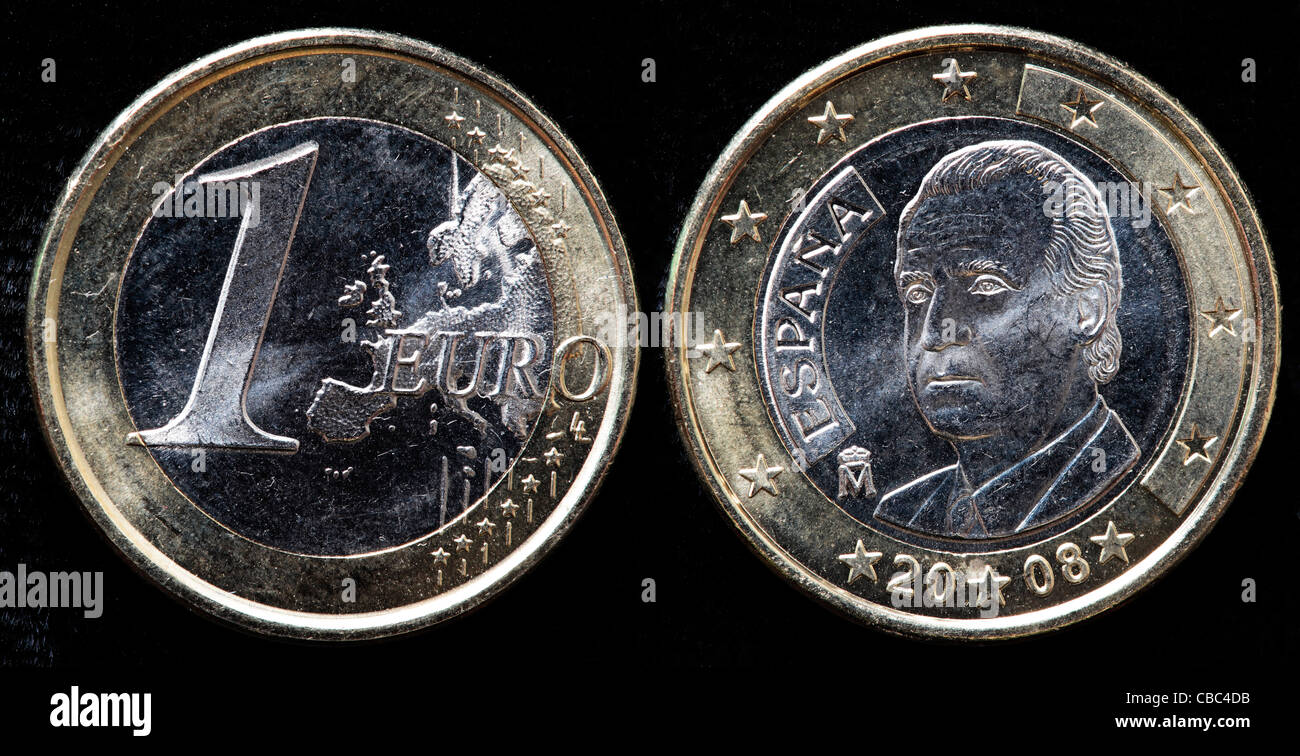 1 Euromünze, Spanien, 2008 Stockfoto