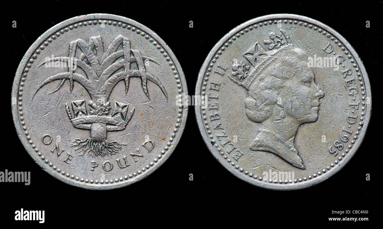 1 Pfund Münze, UK, 1985 Stockfoto