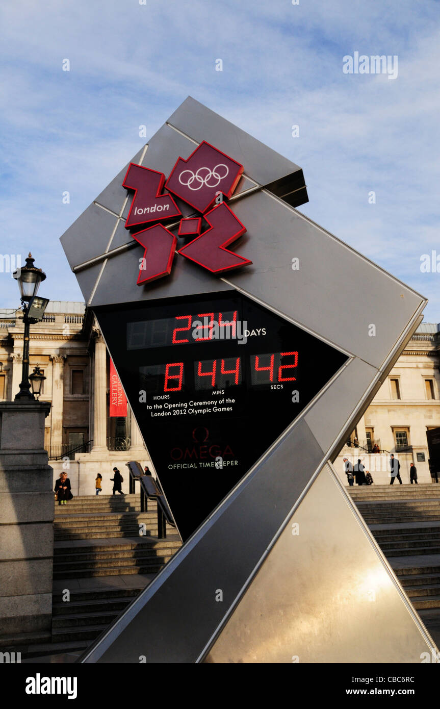 2012 Olympische Spiele Countdown, Trafalgar Square, London, England, UK Stockfoto