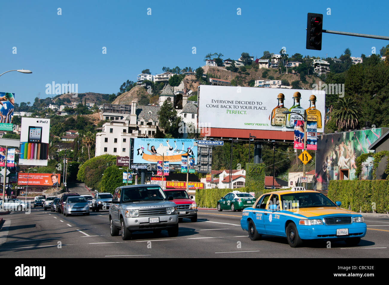 Sunset Boulevard Beverly Hills Los Angeles Vereinigte Staaten von Amerika amerikanische USA Stockfoto