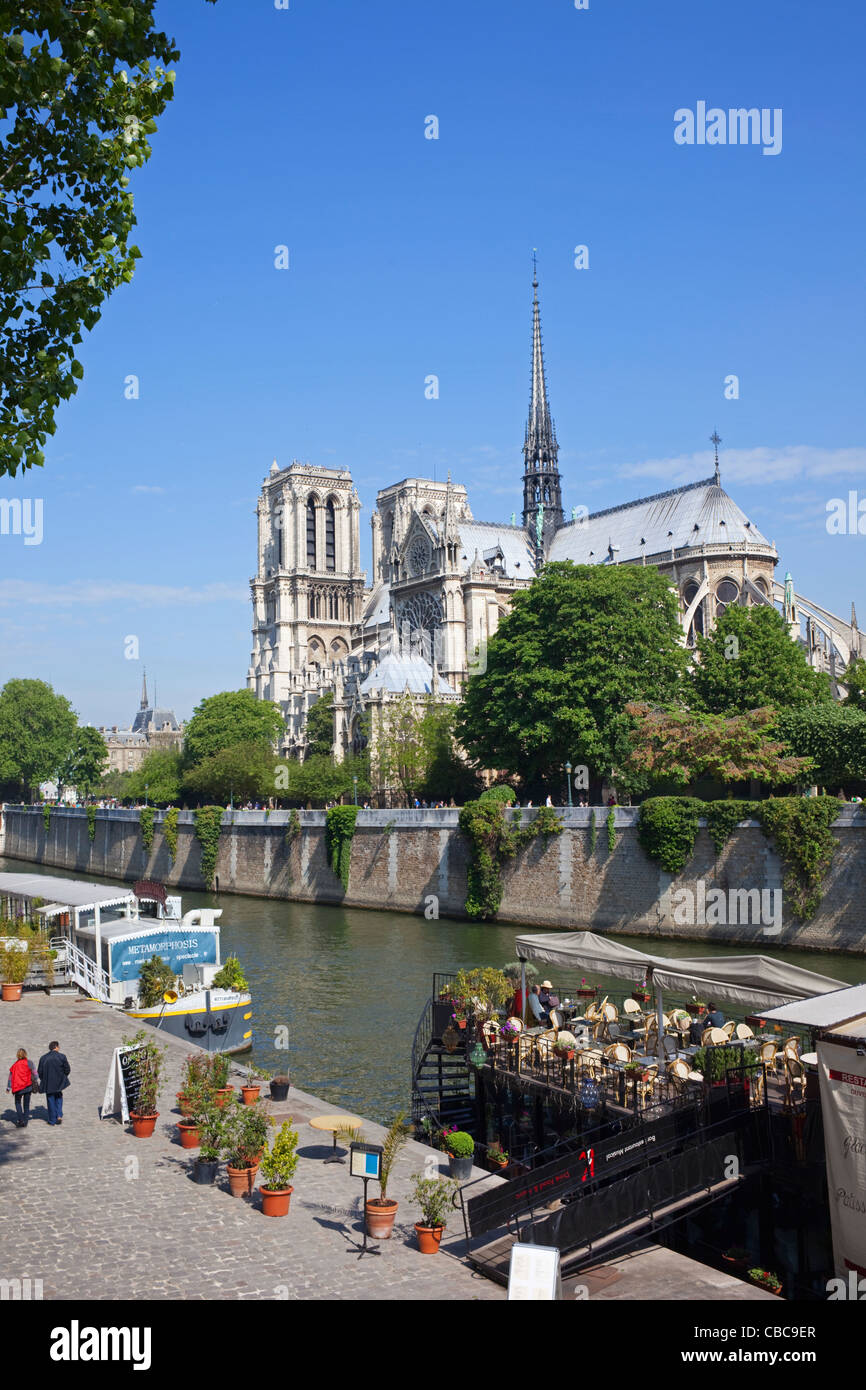 Frankreich, Paris, Fluss Seine und Notre Dame Stockfoto
