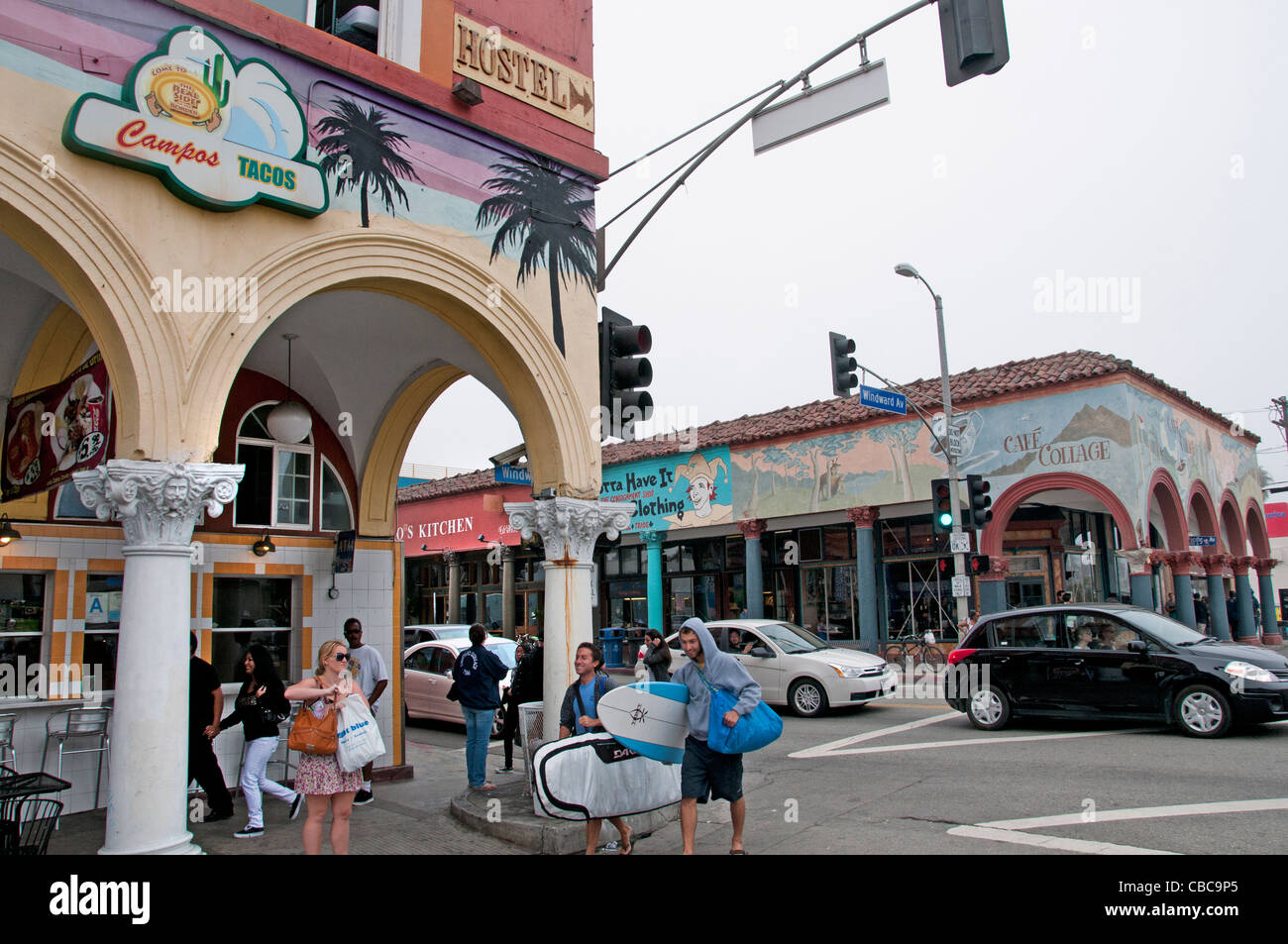 Venice Beach California Surfing junge Mann Männer Teens Promenade Stockfoto