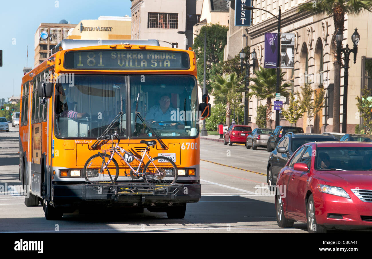 Bike Transportbus Pasadena Kalifornien USA Los Angeles Stockfoto