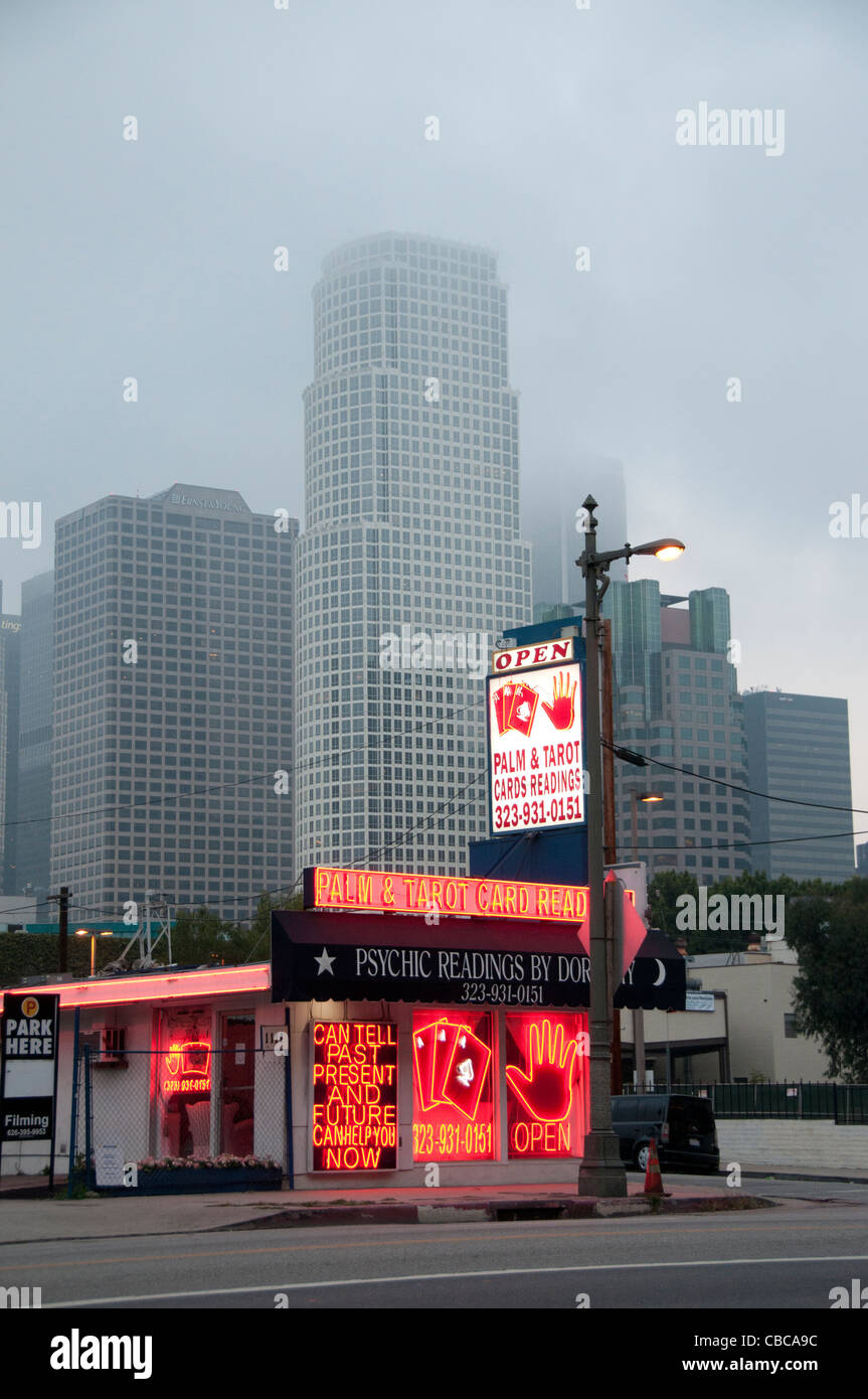 Los Angeles Palm Tarot-Karten-Karte lesen Down Town Kalifornien Vereinigte Staaten Stockfoto
