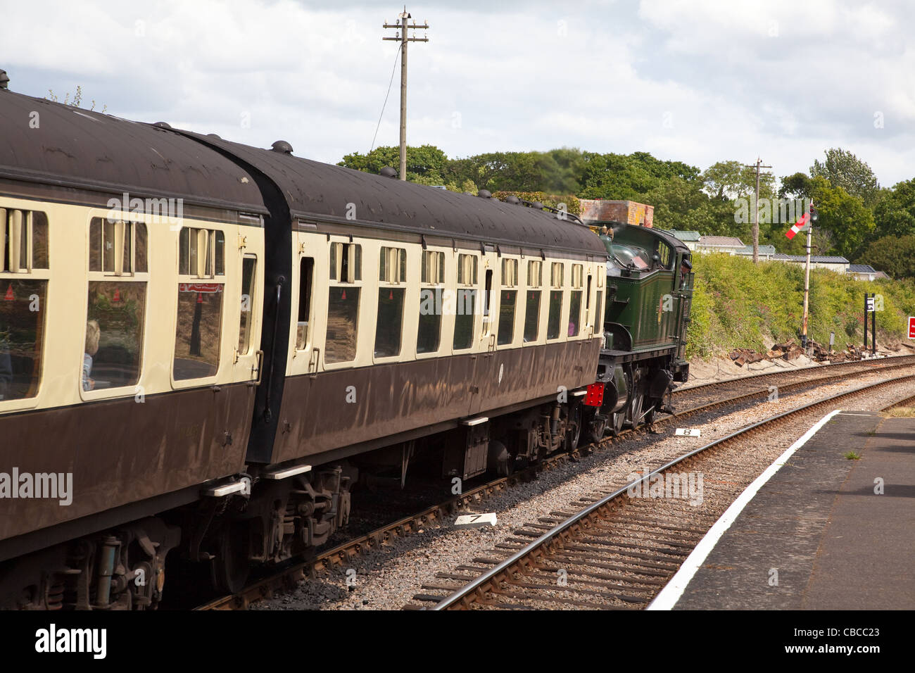 Blauer Anker West Somerset Railway UK Stockfoto