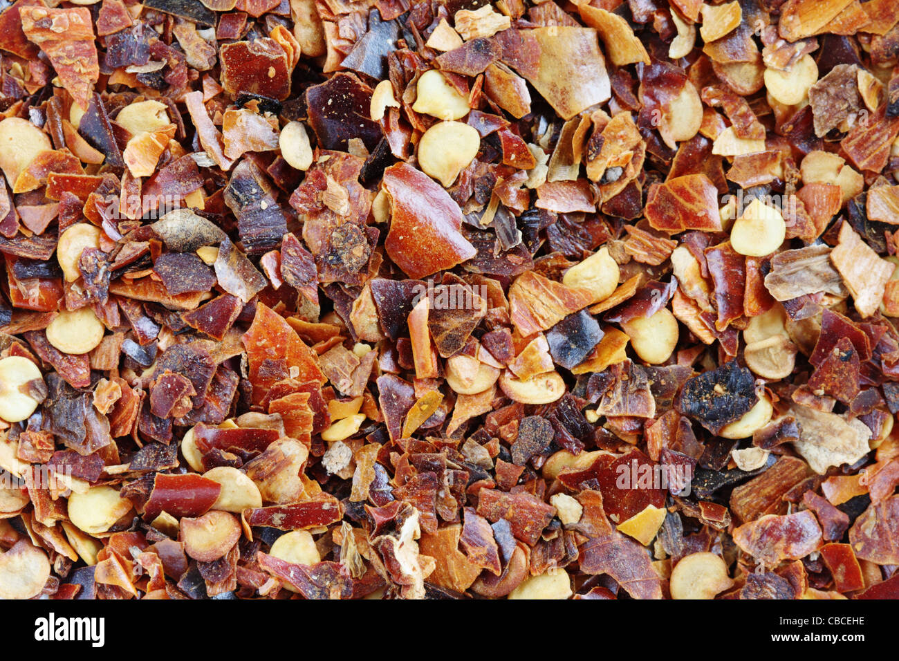Makro-Bild des zerkleinerten roten Chili-Pfeffer-Gewürz Stockfoto