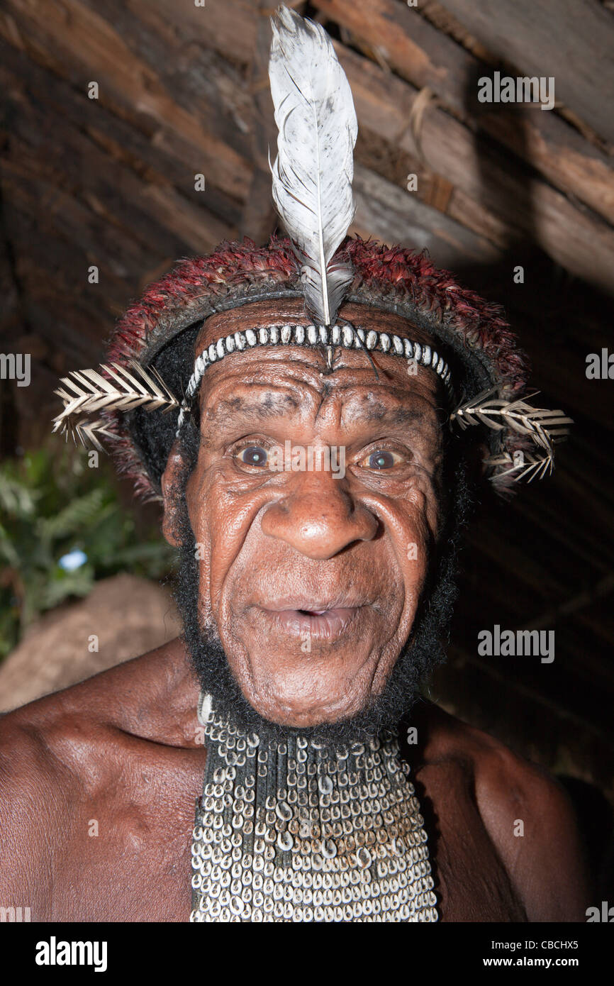 Dani Krieger, Baliem-Tal, West-Papua, Indonesien Stockfoto