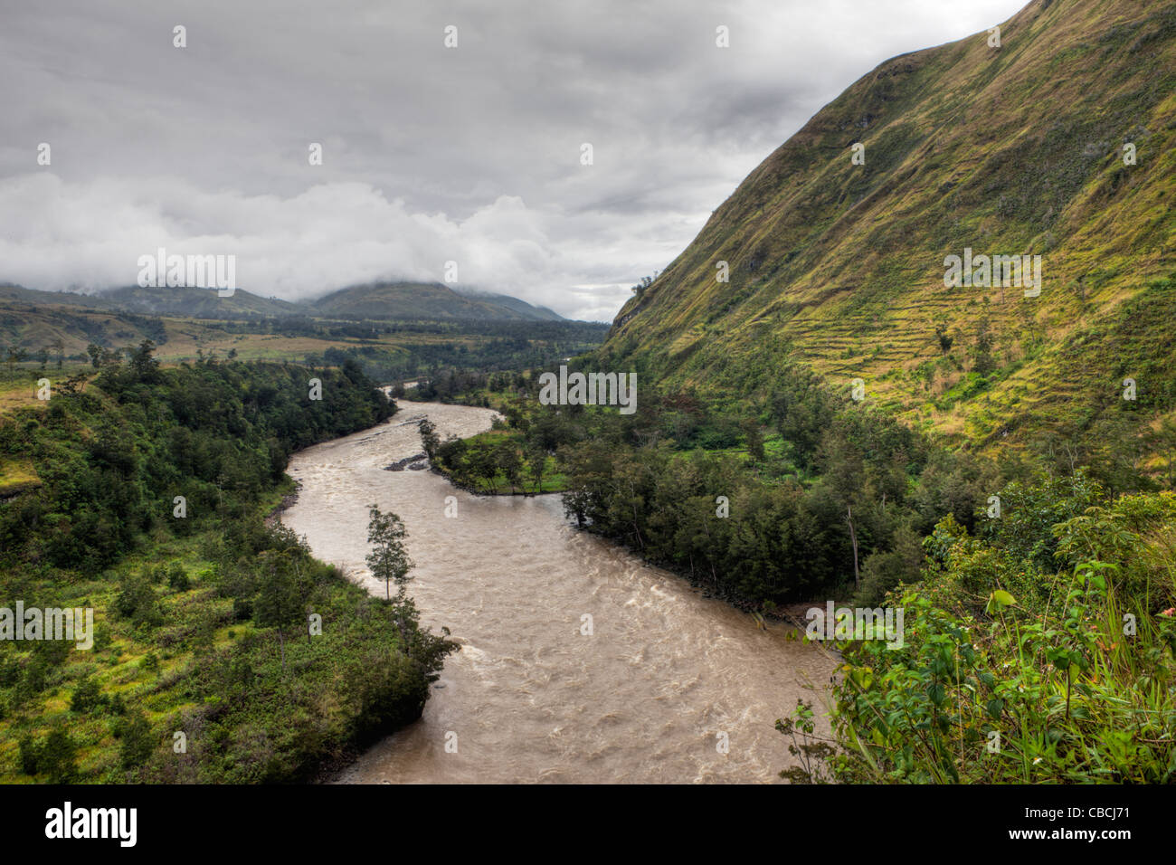Wamena Fluss im Baliem Tal, Baliem-Tal, West-Papua, Indonesien Stockfoto