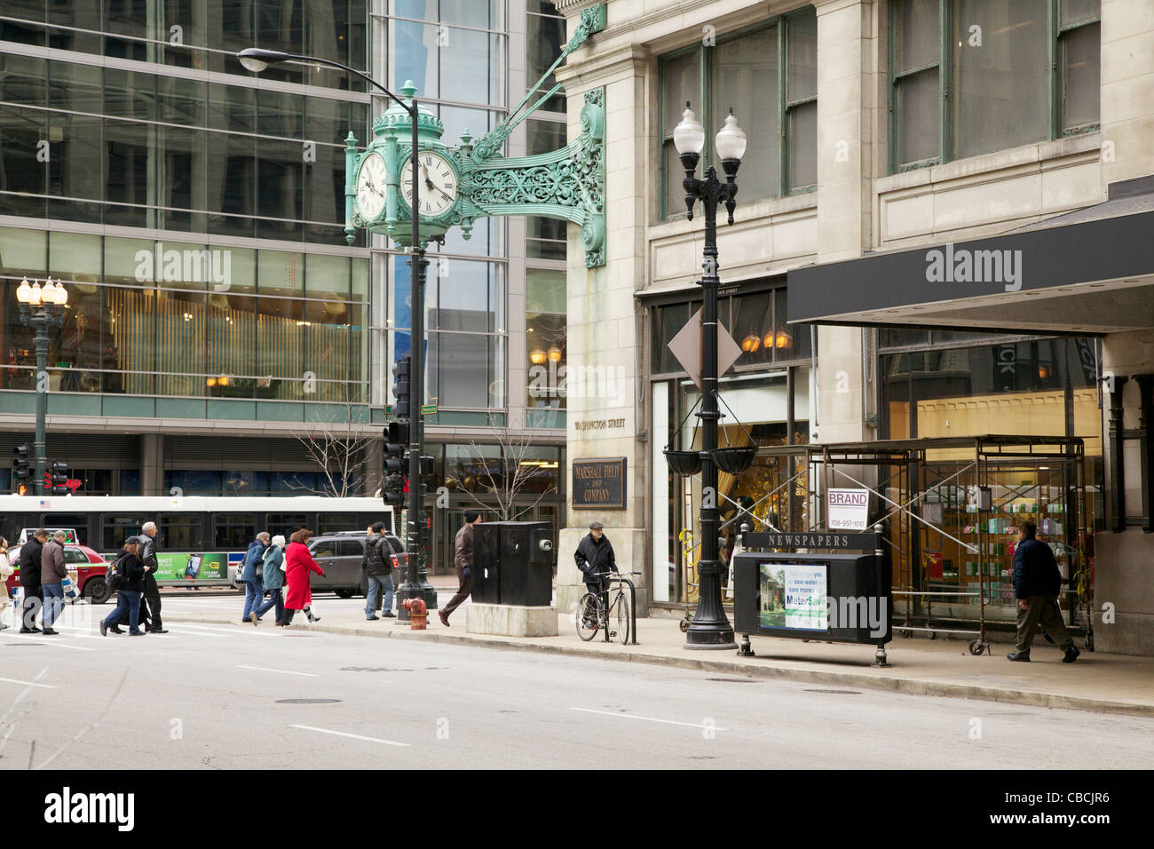 Macys auf der State Street. Ecke des Staates und Washington. Chicago, Illinois Stockfoto