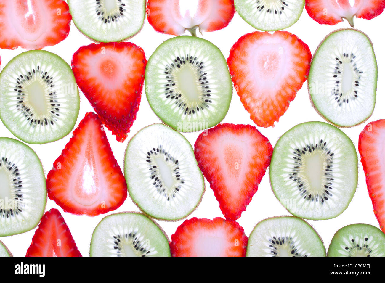 Kiwi und Erdbeeren, Hintergrund, Nahaufnahme Stockfoto