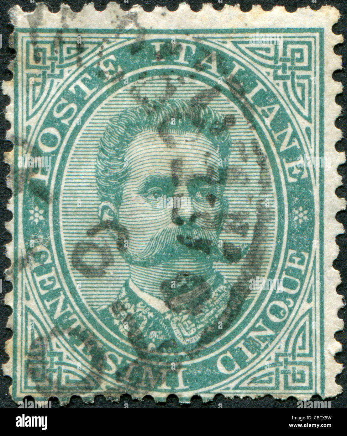 Italien - ca. 1879: Eine Briefmarke gedruckt in Italien, zeigt den König von Italien Umberto I, ca. 1879 Stockfoto