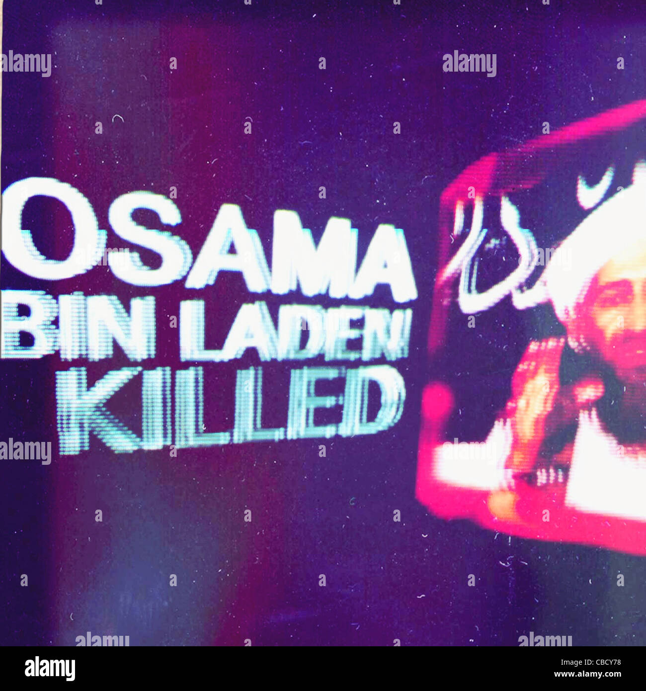 Fernsehnachrichten berichtet über den Tod von Osama Bin Laden. 1 Mai. 2011 Stockfoto