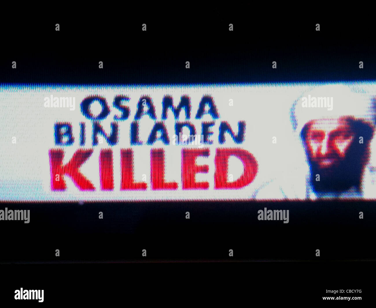 Fernsehnachrichten berichtet über den Tod von Osama Bin Laden. 1 Mai. 2011 Stockfoto