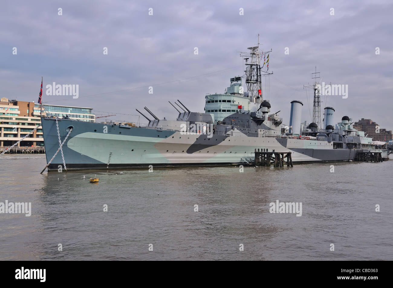 London: HMS "Belfast" - Museumsschiff, ursprünglich ein leichter Kreuzer der Royal Navy Stockfoto