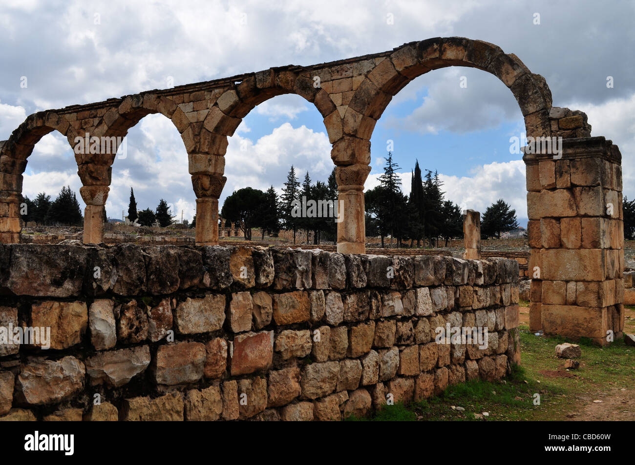 Umayyadischen Stadt Ruinen von Anjar, Bekaa-Tal, Libanon Stockfoto