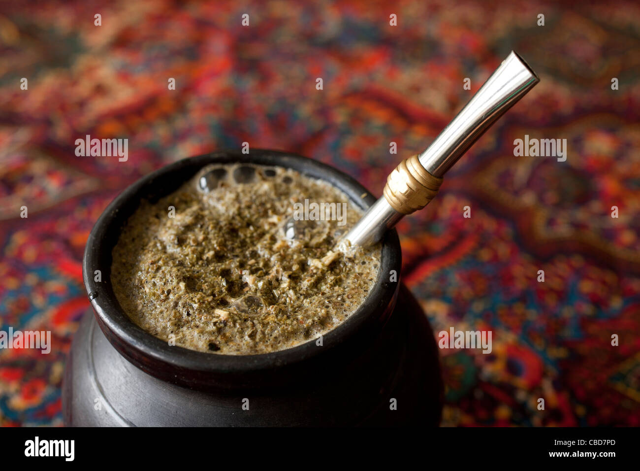 Yerba Mate in matero Stockfoto