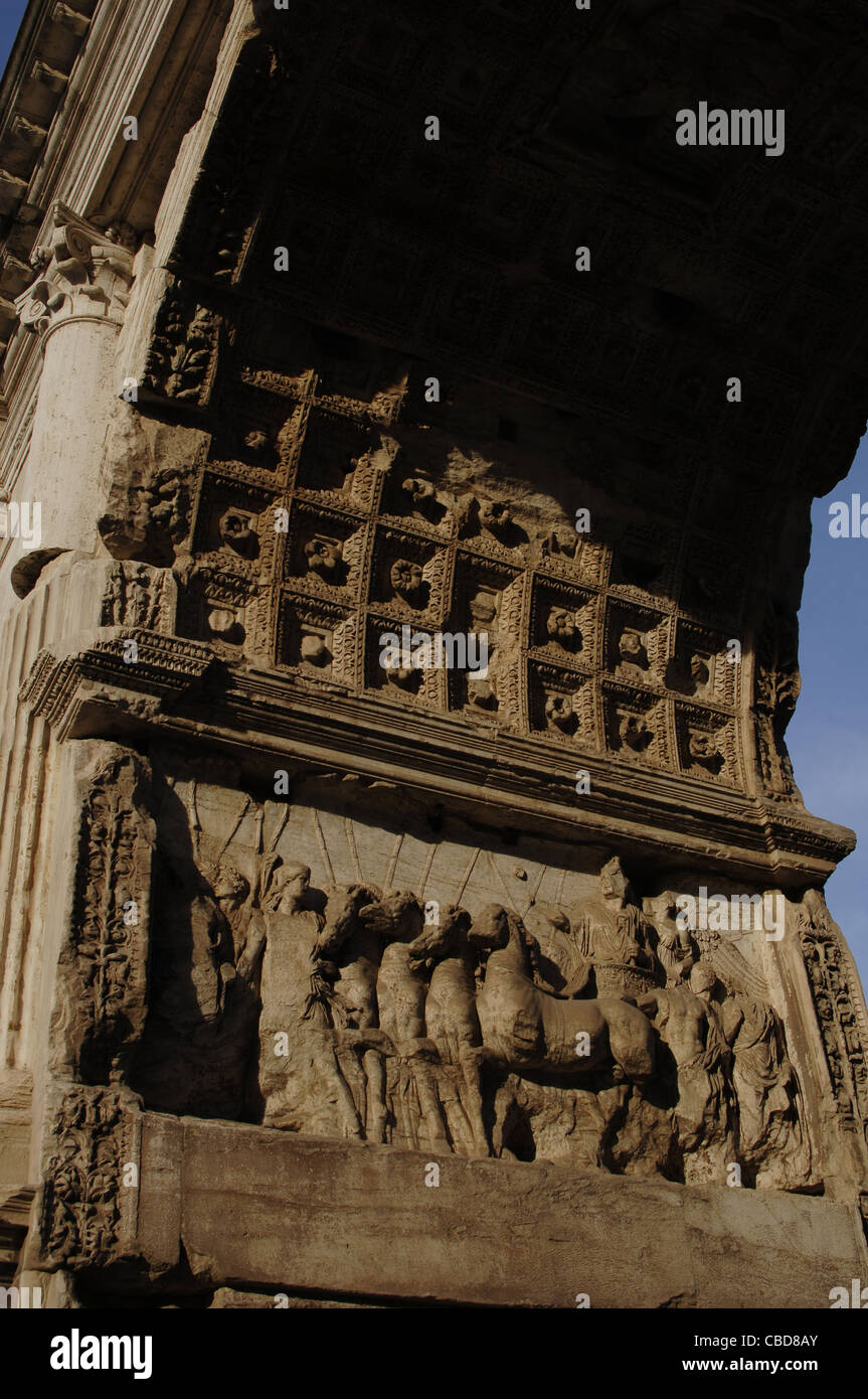 Römische Kunst. Bogen von Titus. Rom. Italien. Stockfoto