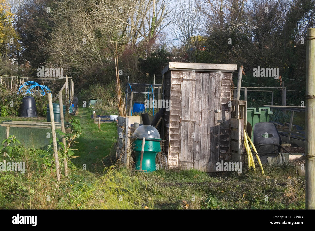 Zuteilung Schuppen im november Stockfoto