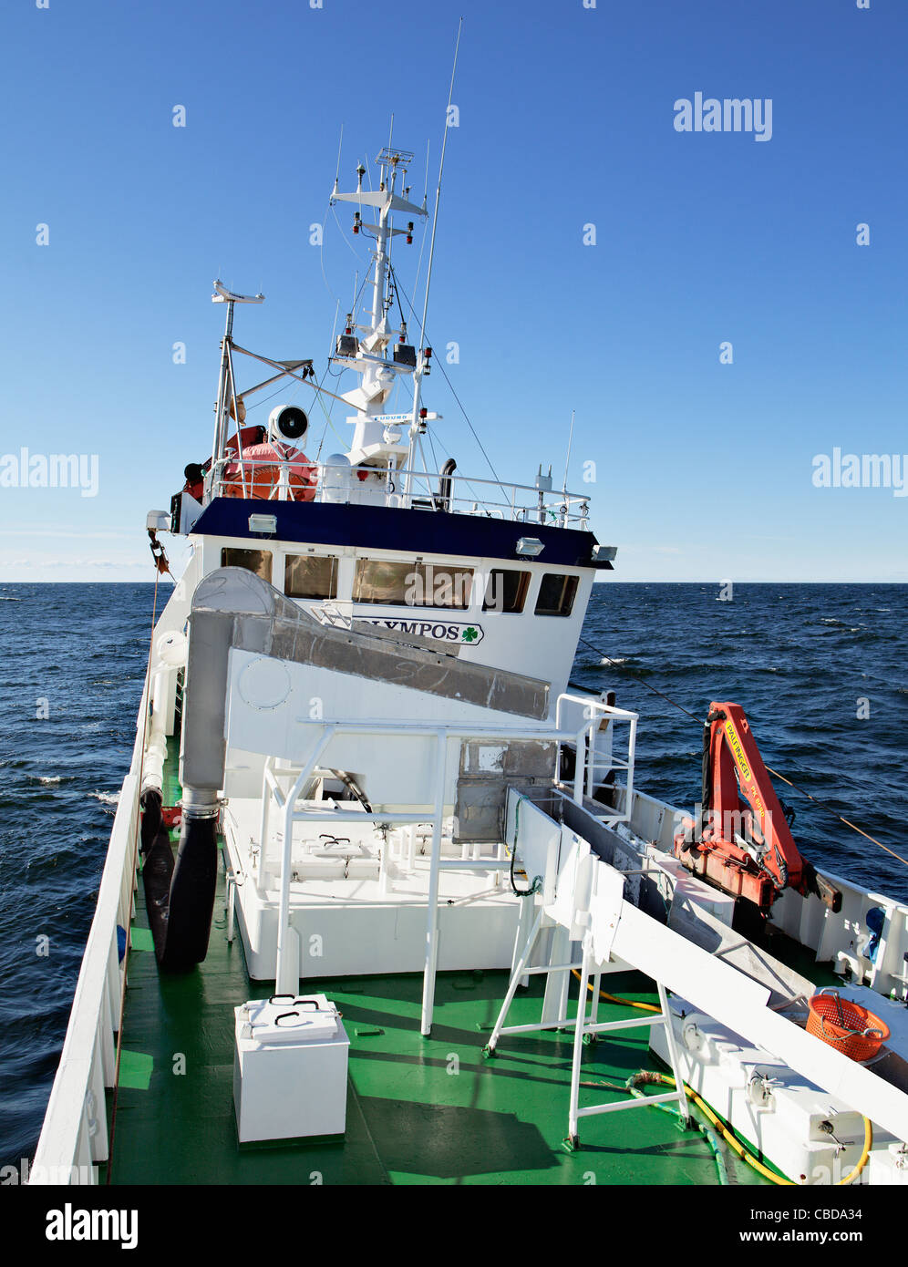 Finnische Trawler ist Fischen Hering in der Ostsee. Stockfoto