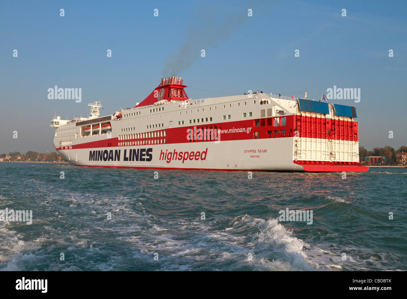 Minoan Lines hohe Speed Ferry, Venedig Lido, Italien, Europa. Stockfoto