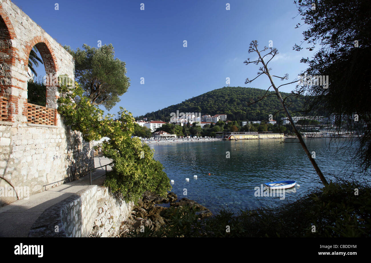 UVALA LAPAD Strand Adria & MALA PETKA UVALA LAPAD DUBROVNIK Kroatien 8. Oktober 2011 Stockfoto