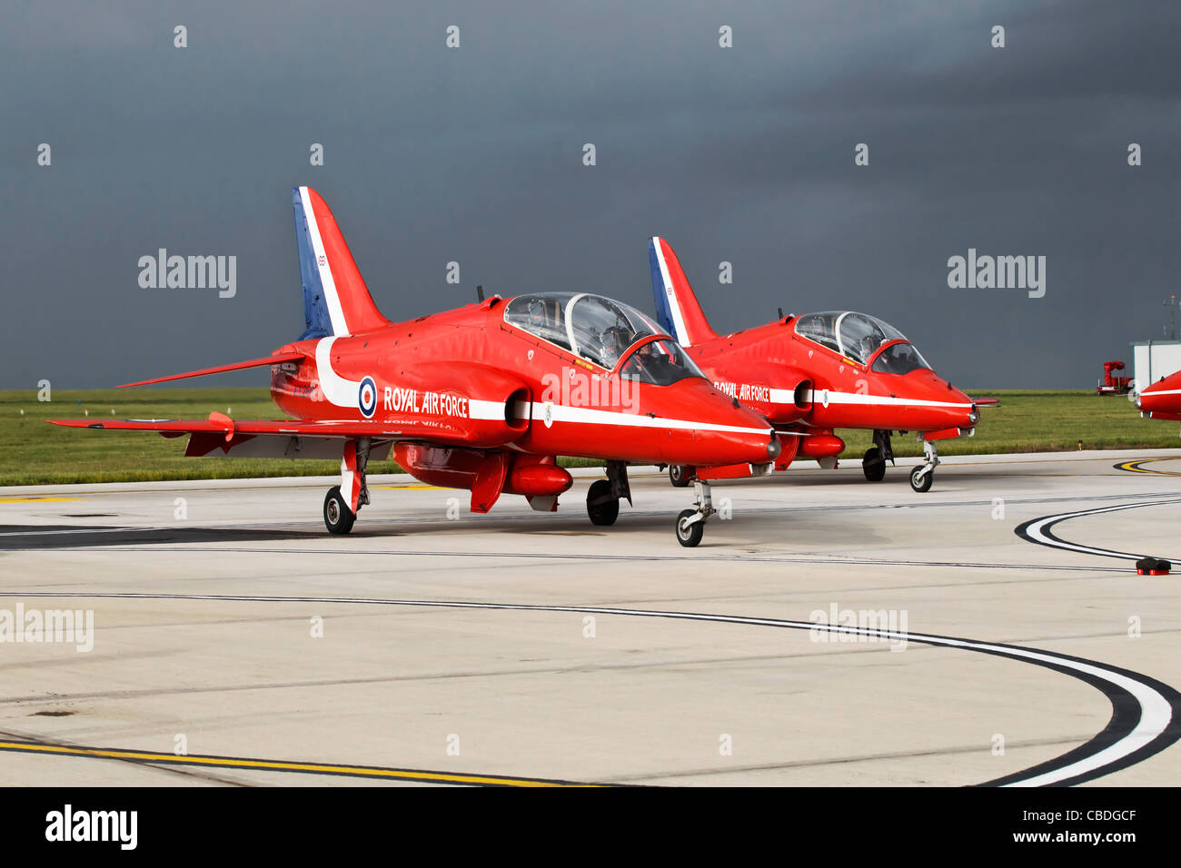 BAE Hawk der RAF Bildung Kunstflugstaffel Red Arrows Stockfoto