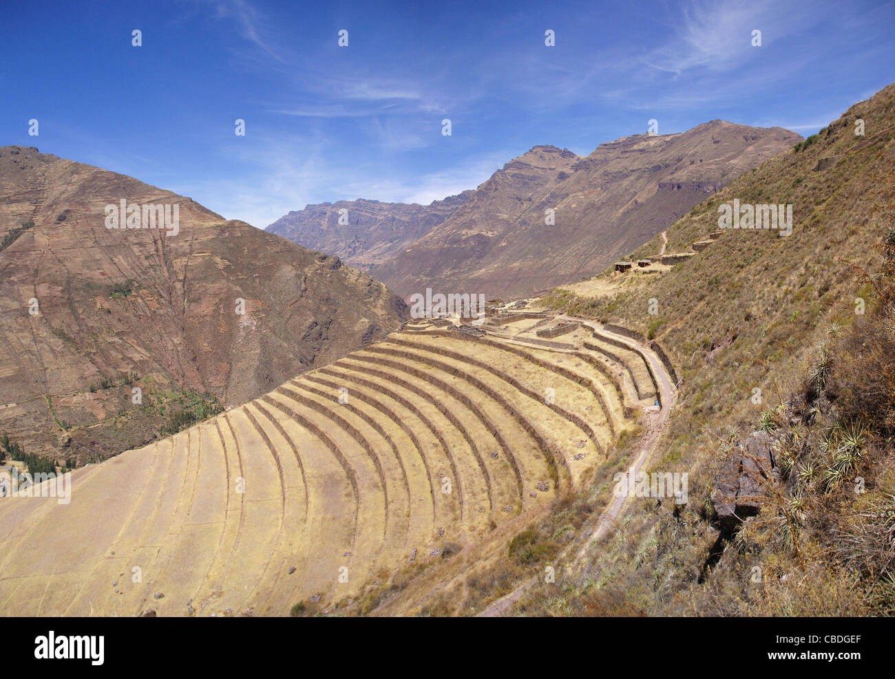Alten Inka Reihenhaus Mauerwerk, Pisac, Cusco, Peru, Südamerika Stockfoto
