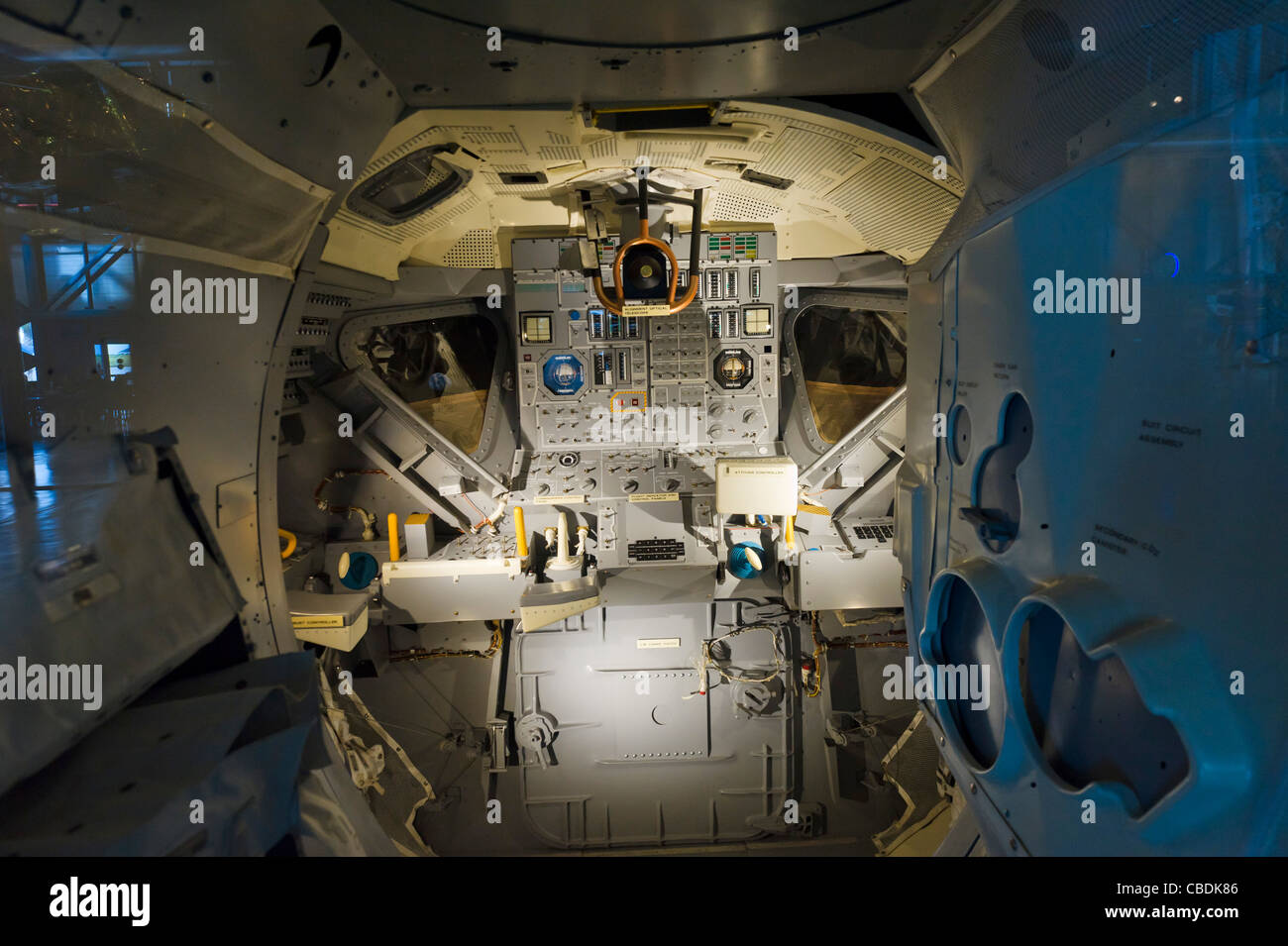 Mondlandefähre Cockpit, Saturn V komplexe, Kennedy Space Center, Merritt Insel, Florida, USA Stockfoto
