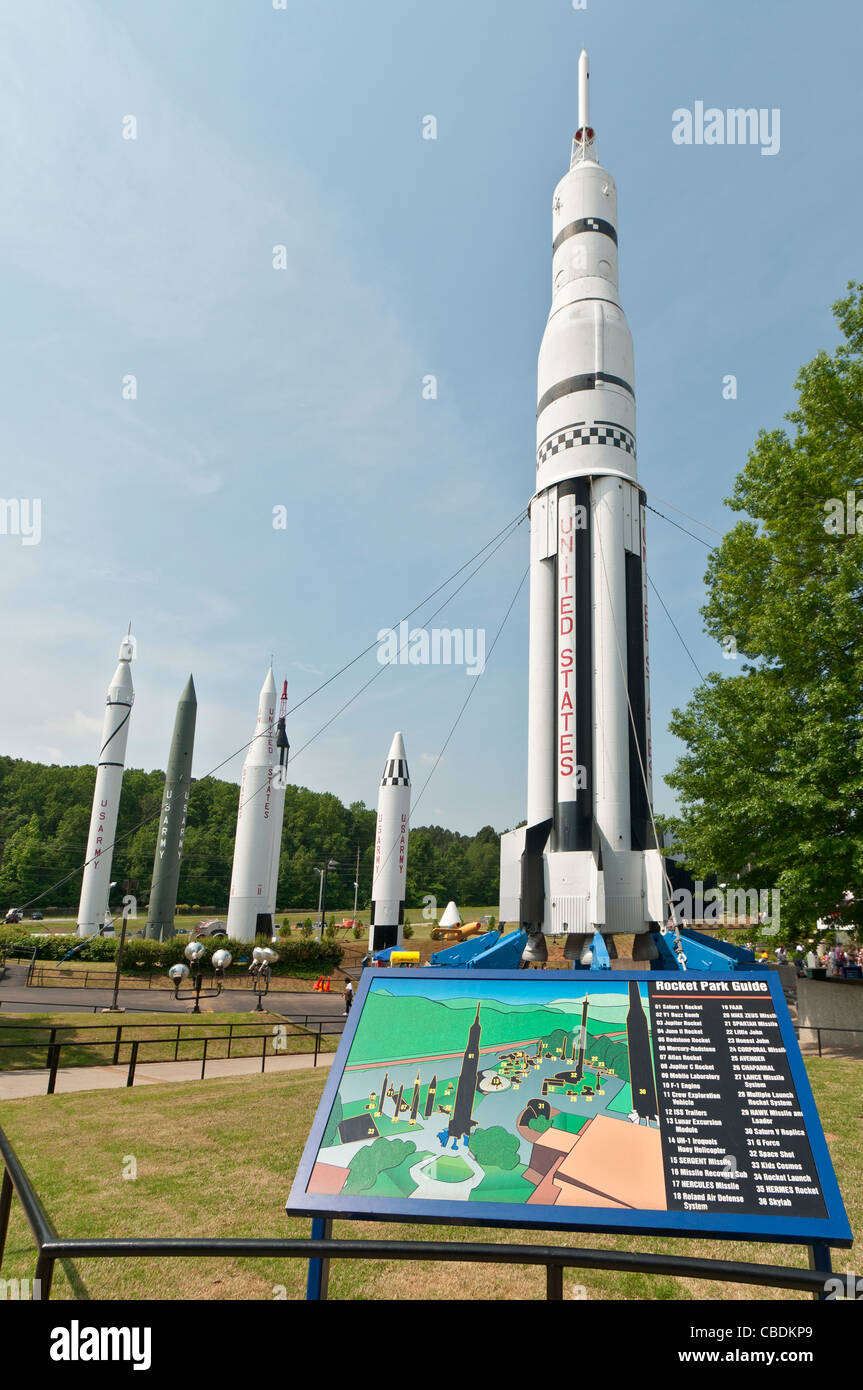 Alabama, Huntsville, USA Platz & Rocket Center, Rocket Park, Saturn-1 b-Rakete Stockfoto