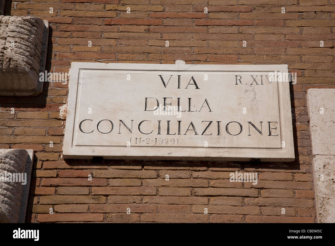 Via della Conciliazione Straße unterzeichnen in der Vatikanstadt, Rom Stockfoto